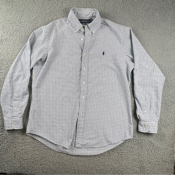 Ralph Lauren Button Down Shirt Mens Sz Large Check Custom Fit Long Sleeve Casual - Picture 1 of 9